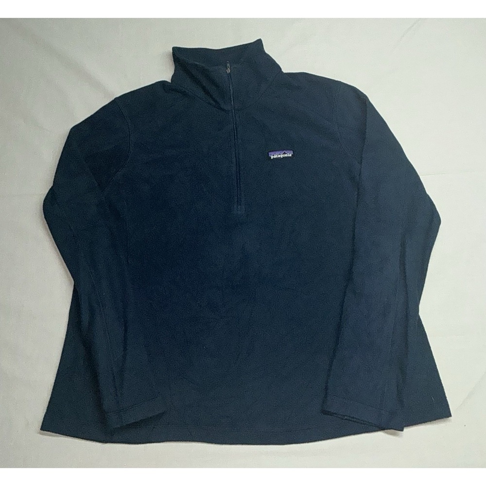 Patagonia Womens 1/4 Zip Fleece Pullover Size XL Navy Blue Long Sleeve